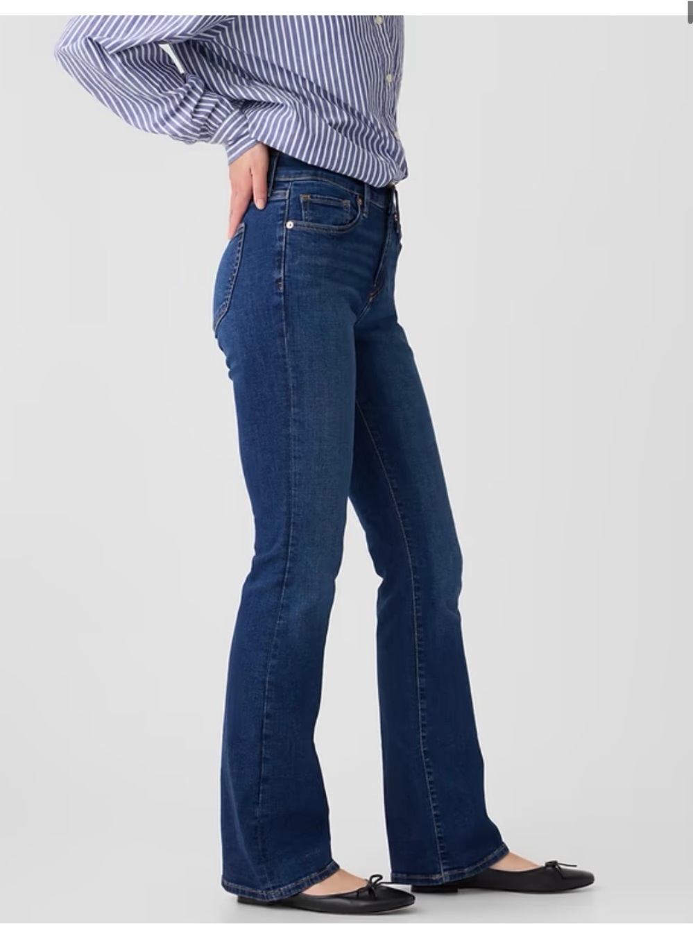 Women’s mid rise baby boot jeans